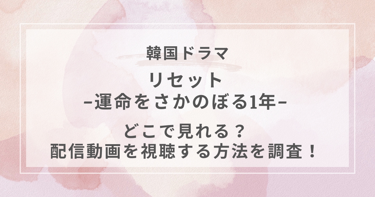 リセット-運命をさかのぼる1年-韓国ドラマ配信
