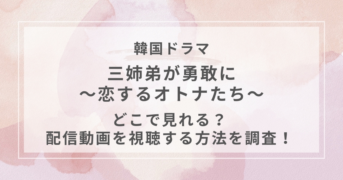 三姉弟が勇敢に〜恋するオトナたち〜韓国ドラマ配信