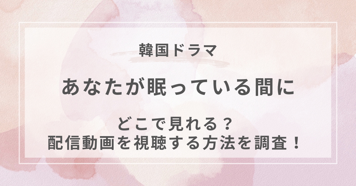 あなたが眠っている間に韓国ドラマ配信