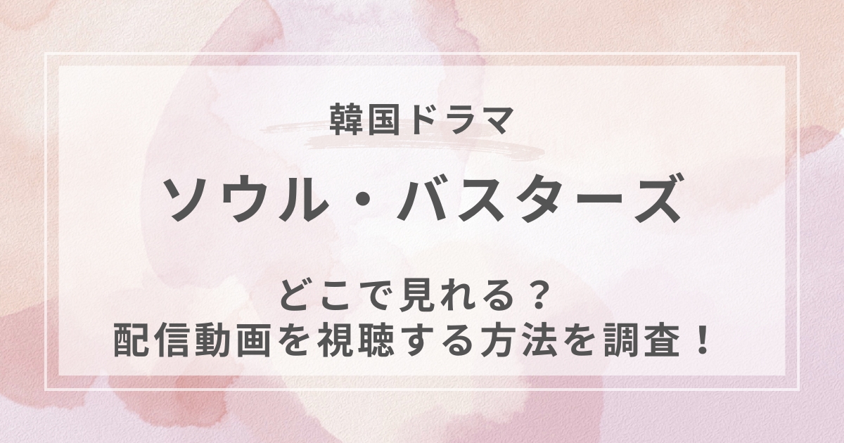 ソウル・バスターズ韓国ドラマ配信