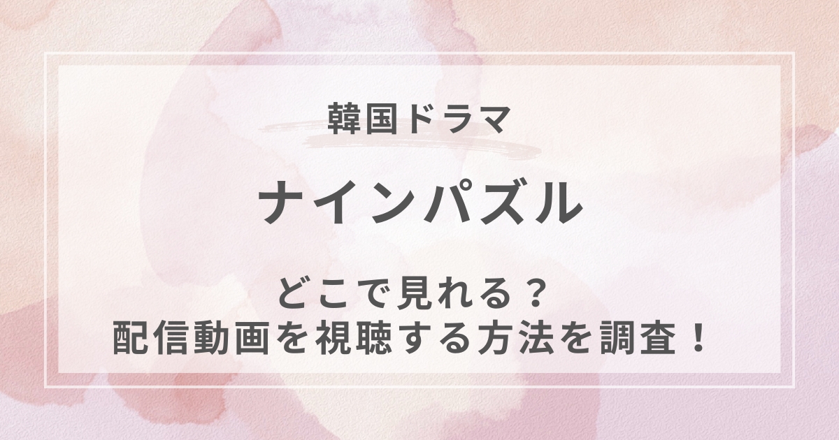 ナインパズル韓国ドラマ配信