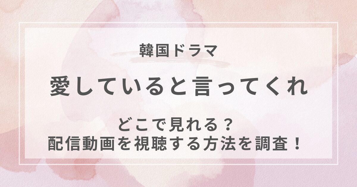 愛していると言ってくれ韓国ドラマ配信