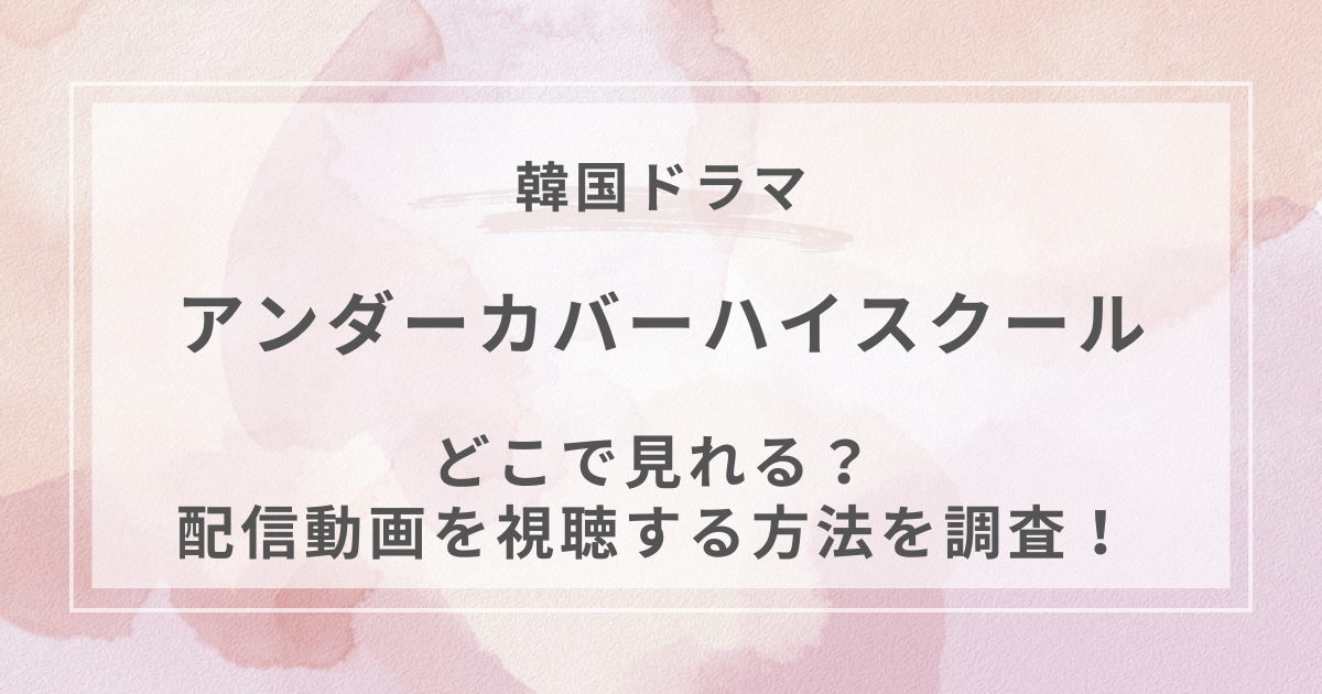 アンダーカバーハイスクール韓国ドラマ配信